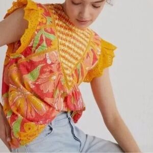 Anthropology | Verb | Eyelet Floral Top